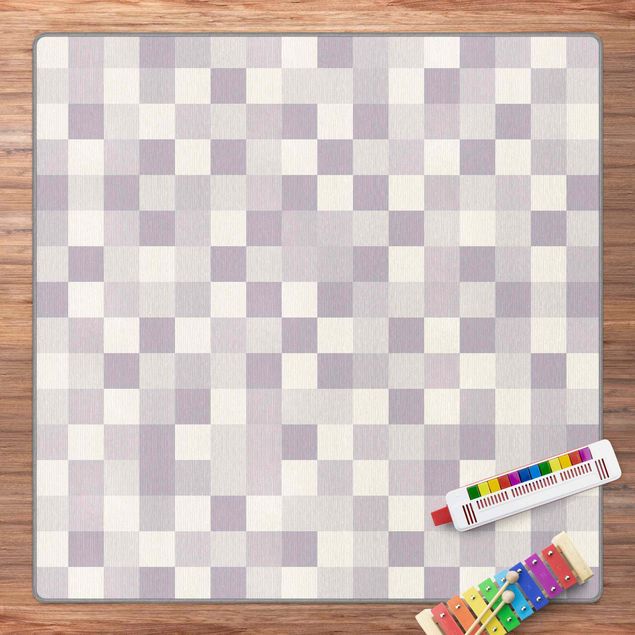 Teppiche Schachbrettmuster Geometrisches Muster Mosaik Flieder