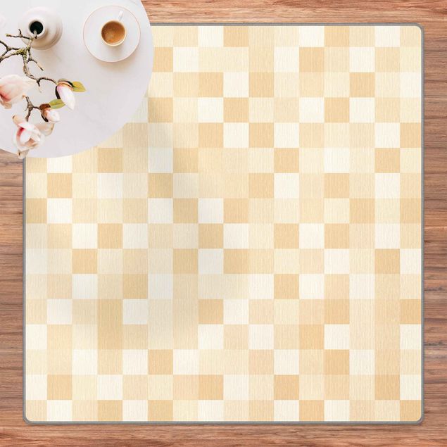 Teppich Schachbrettmuster Geometrisches Muster Mosaik Gelb