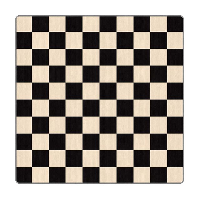 Große Teppiche Geometrisches Muster Schachbrett Schwarz Beige