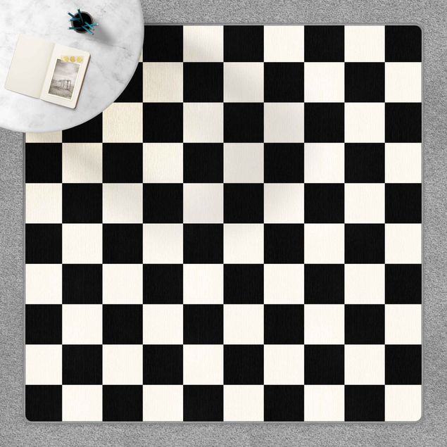 Teppich Schachbrettmuster Geometrisches Muster Schachbrett Schwarz Weiß