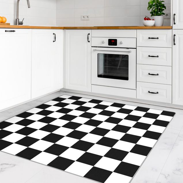 Teppiche Geometrisches Muster Schachbrett Schwarz Weiß