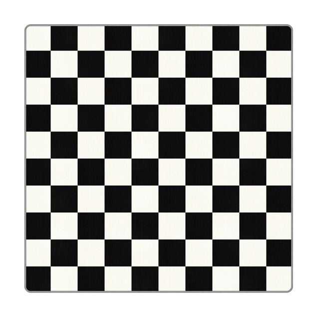Waschbare Teppiche Geometrisches Muster Schachbrett Schwarz Weiß