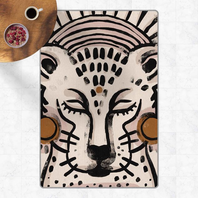 Moderne Teppiche Gepard mit Perlenohrringen Illustration