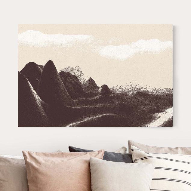 Wandbild Berge Gepunktete Landschaft mit Fluss