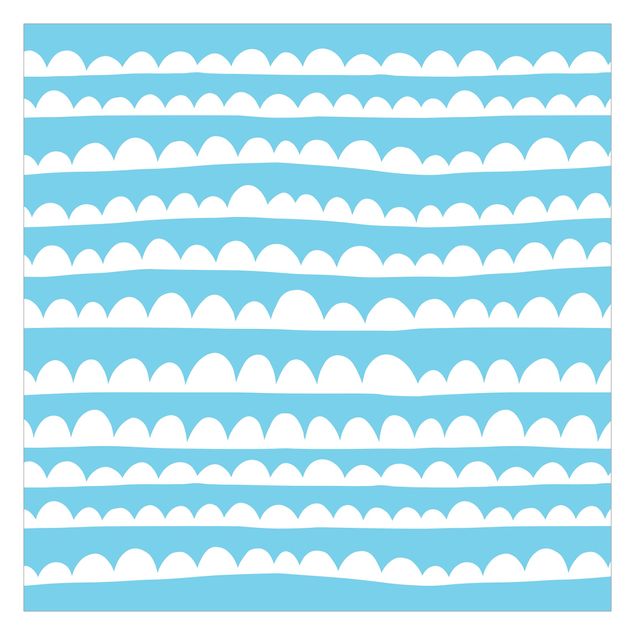 Fototapete Design Gezeichnete Weiße Wolkenbänder im Blauen Himmel