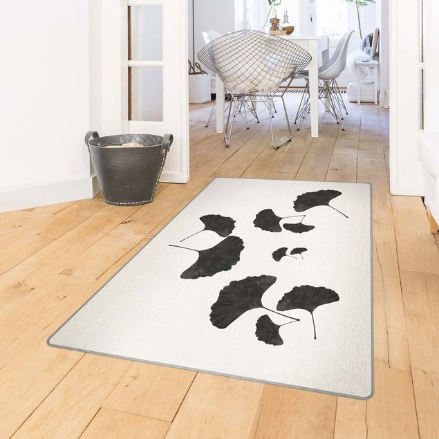 Teppiche groß Ginkgo Komposition in Schwarz-Weiß