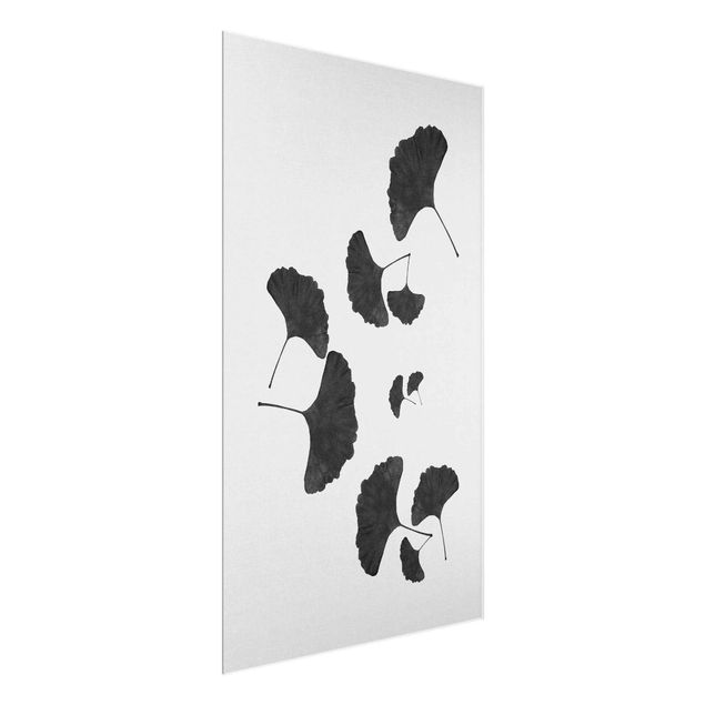 Bilder auf Glas Ginkgo Komposition in Schwarz-Weiß