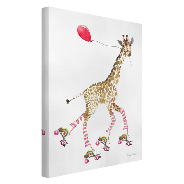 Leinwandbild Kunstdruck Giraffe auf Freudenfahrt