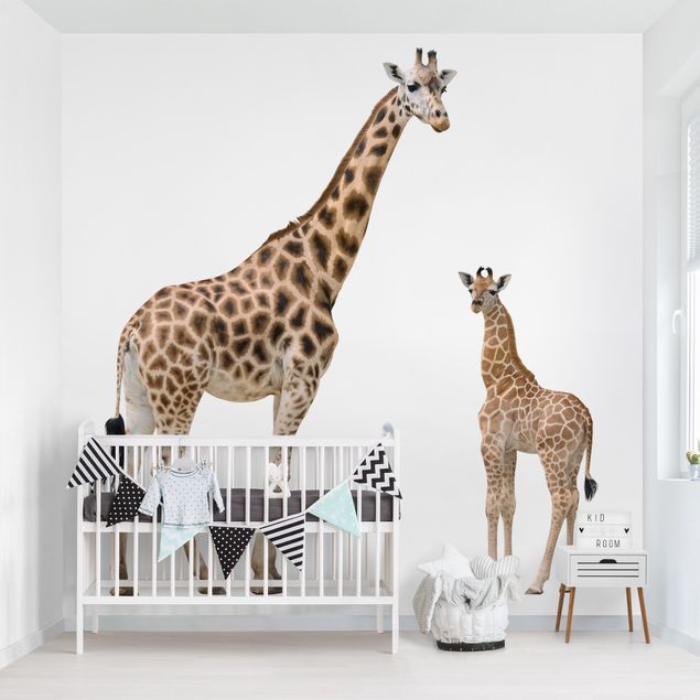Kindertapete Tiere Giraffe Mutter und Kind