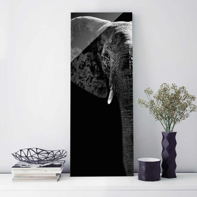Wandbilder Tiere Afrikanischer Elefant schwarz-weiss