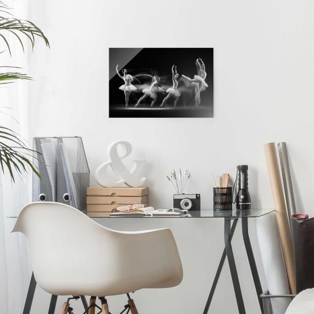 Glasbild Schwarz-Weiß Ballerina Art Wave