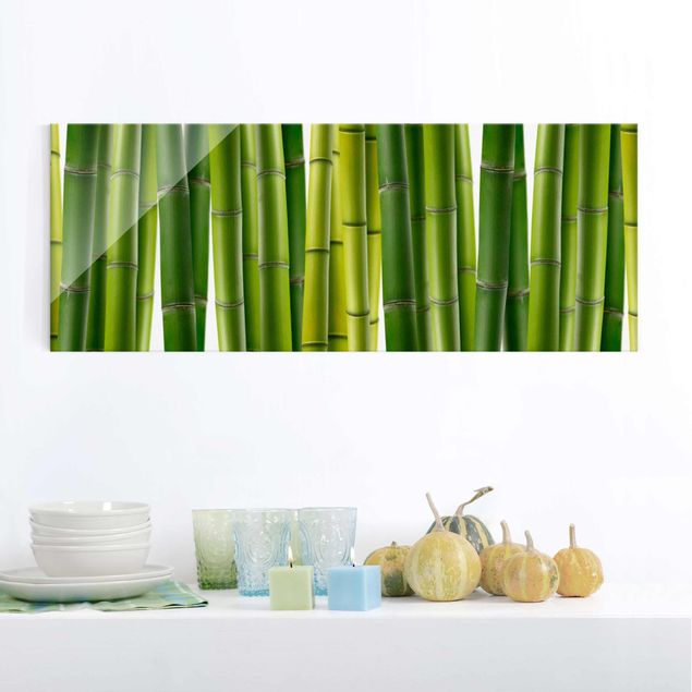 Glasbilder Blumen Bambuspflanzen