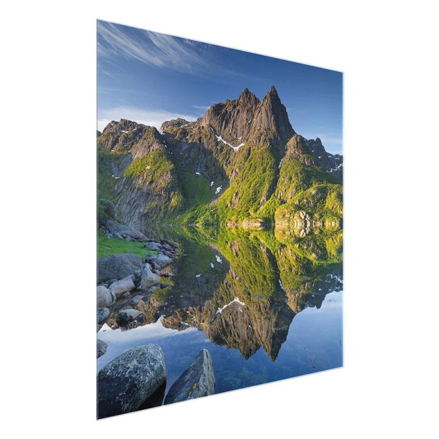 Wandbilder Berglandschaft mit Wasserspiegelung in Norwegen