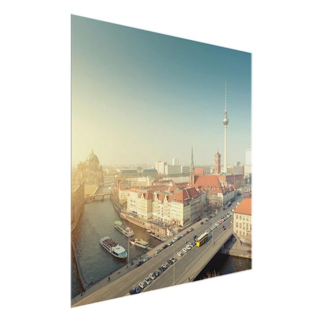 Glasbild - Berlin am Morgen - Quadrat 1:1
