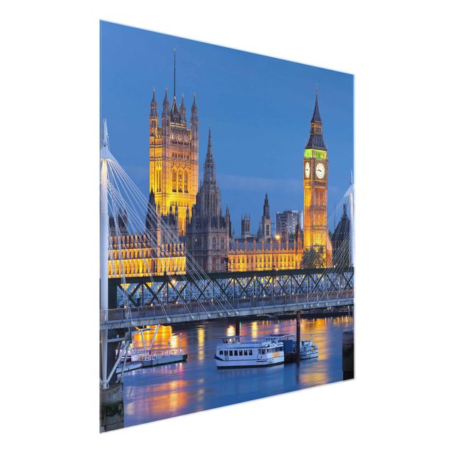 Wandbilder Big Ben und Westminster Palace in London bei Nacht