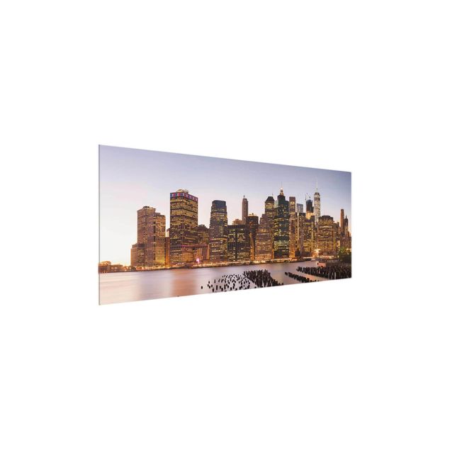 Glas Wandbilder Blick auf Manhattan Skyline