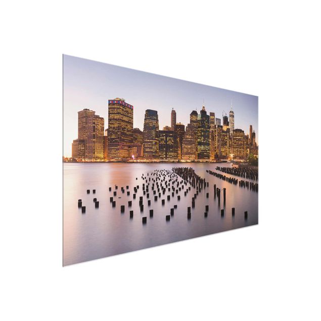 Glas Wandbilder Blick auf Manhattan Skyline
