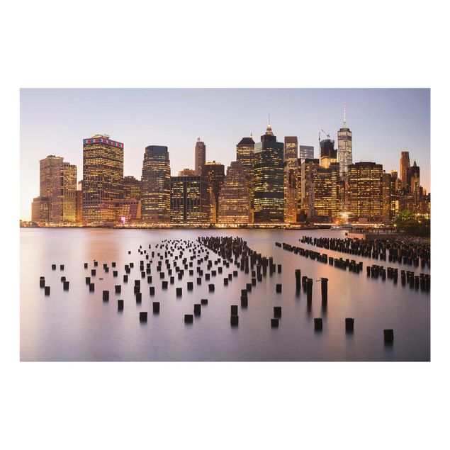 Glasbild - Blick auf Manhattan Skyline - Querformat 2:3