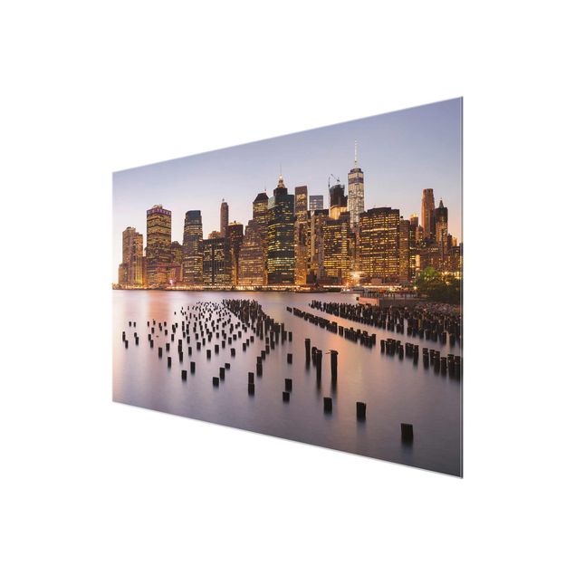 Glasbild - Blick auf Manhattan Skyline - Querformat 2:3