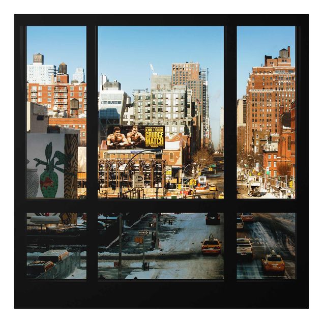 Wandbilder Blick aus Fenster auf Straße in New York