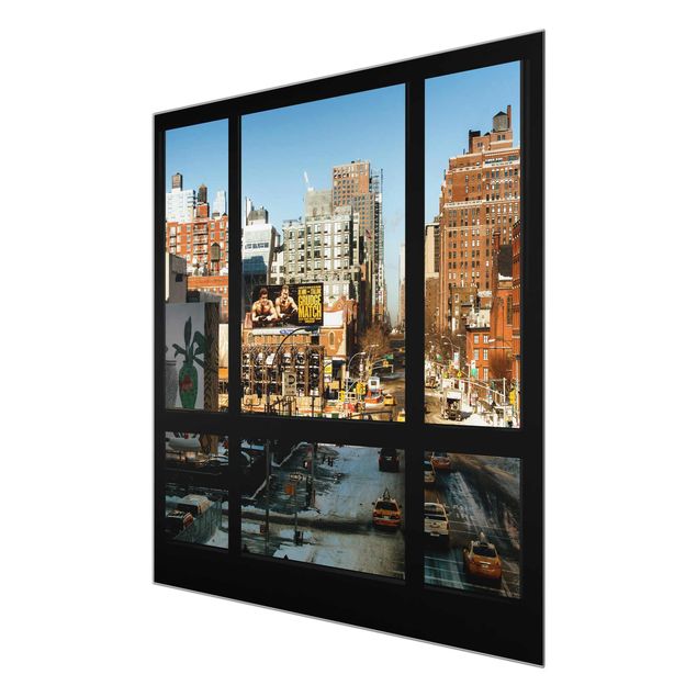 Glasbilder Blick aus Fenster auf Straße in New York