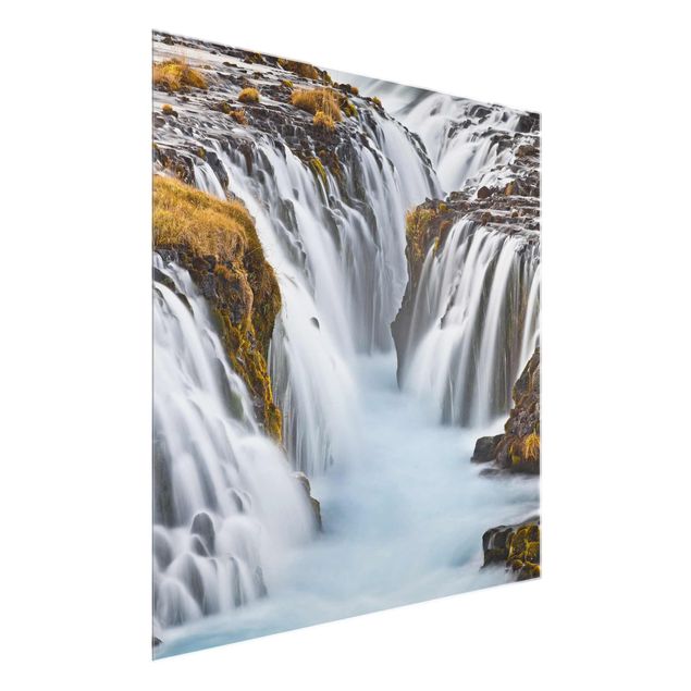 Glasbild Landschaften Brúarfoss Wasserfall in Island