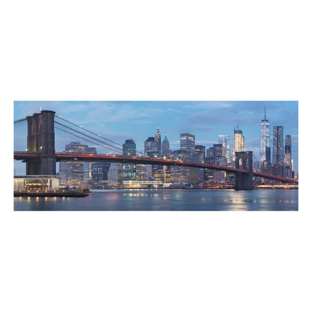 Glasbild - Brooklyn Bridge Manhattan New York - Panorama