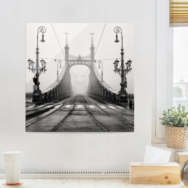 Glasbilder XXL Brücke in Budapest