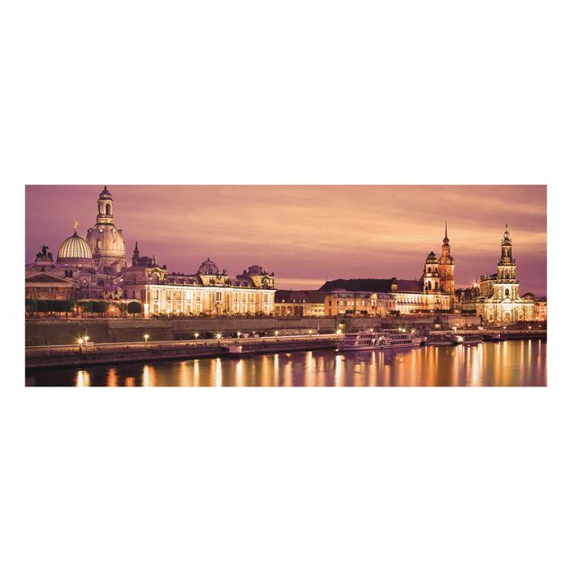 Glasbild - Canalettoblick Dresden - Panorama Quer