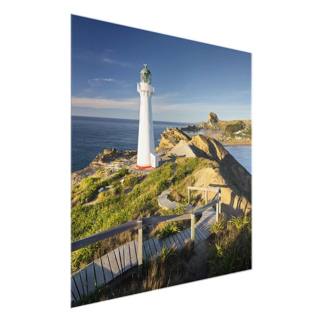 XXL Glasbilder Castle Point Leuchtturm Neuseeland