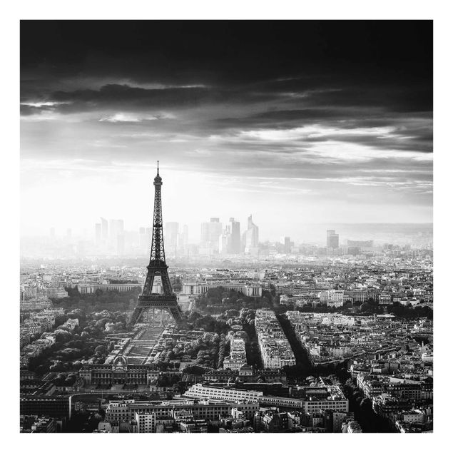 Wandbilder Der Eiffelturm von Oben Schwarz-weiß