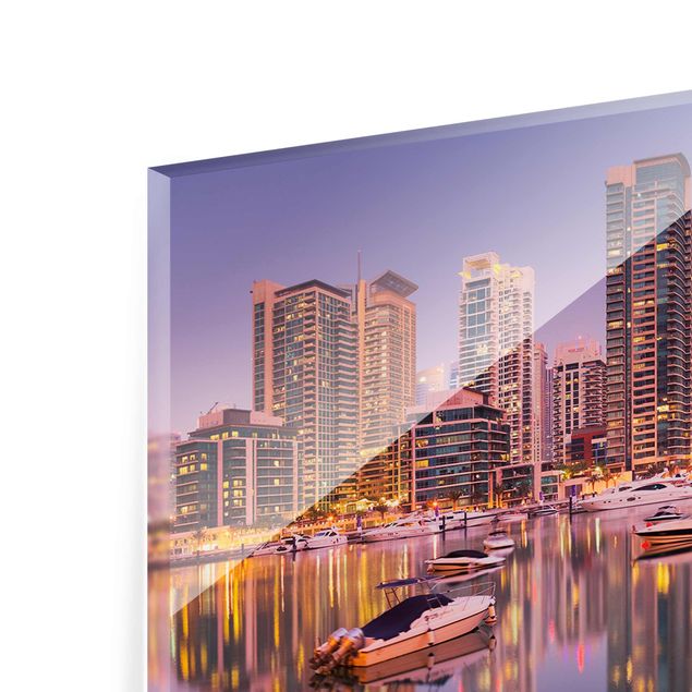 Glasbild - Dubai Skyline und Marina - Panorama Quer