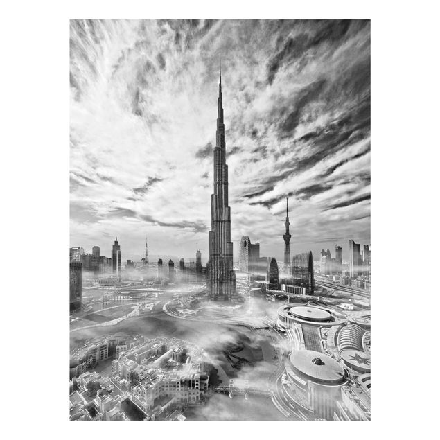 Glasbilder Dubai Super Skyline