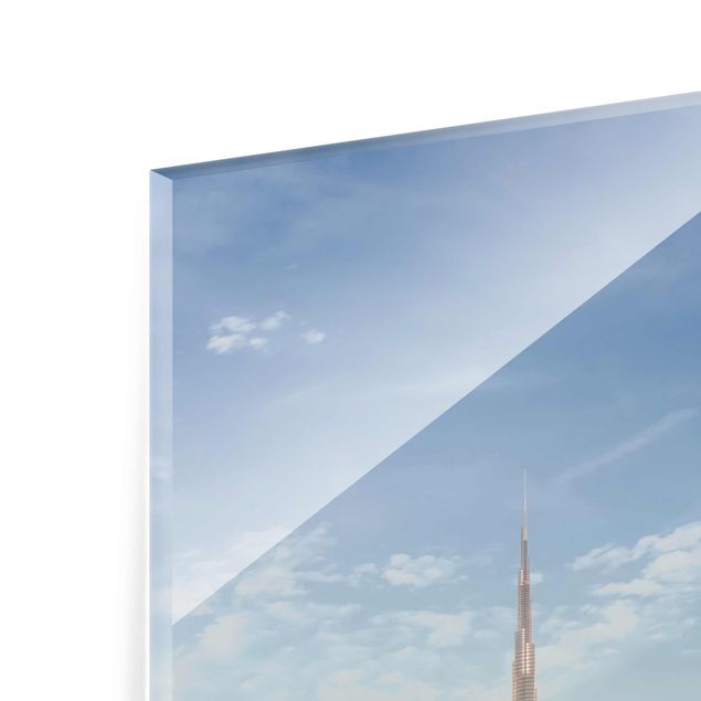Glasbild - Dubai über den Wolken - Hochformat 4:3