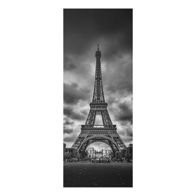 Schöne Wandbilder Eiffelturm vor Wolken schwarz-weiß