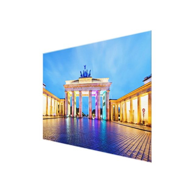 Glasbild Berlin - Erleuchtetes Brandenburger Tor - Quer 4:3