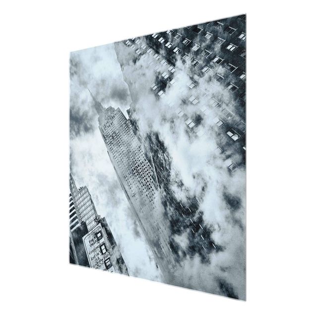 Glasbild - Fassade des Empire State Buildings - Quadrat 1:1