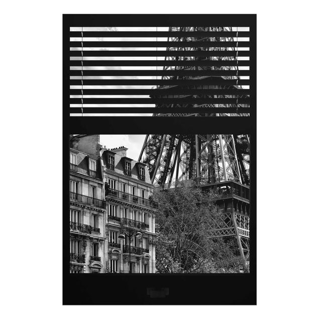 Philippe Hugonnard Bilder Fensterausblick Paris - Nahe am Eiffelturm schwarz weiss