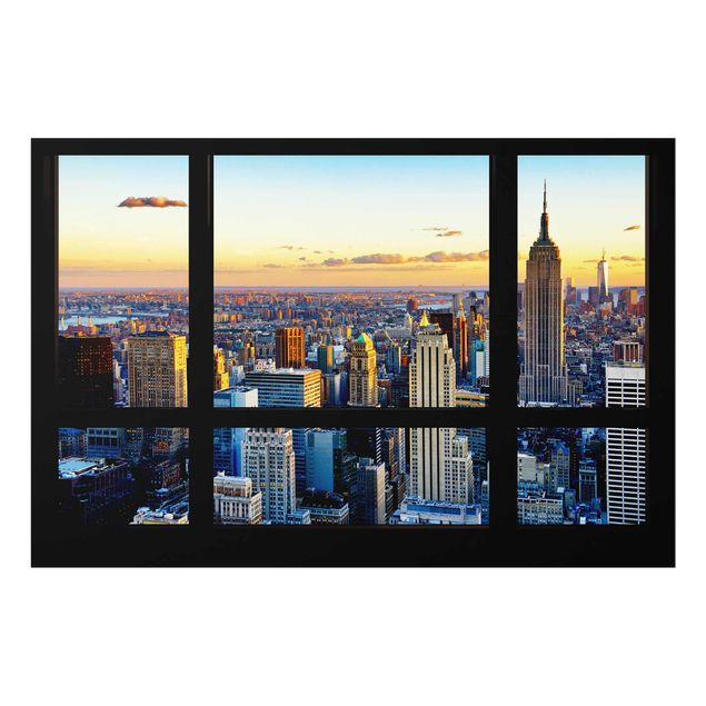 Bilder für die Wand Fensterausblick - Sonnenaufgang New York