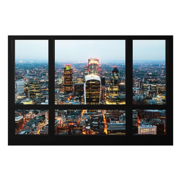 Kunstdruck Philippe Hugonnard Fensterblick auf beleuchtete Skyline von London