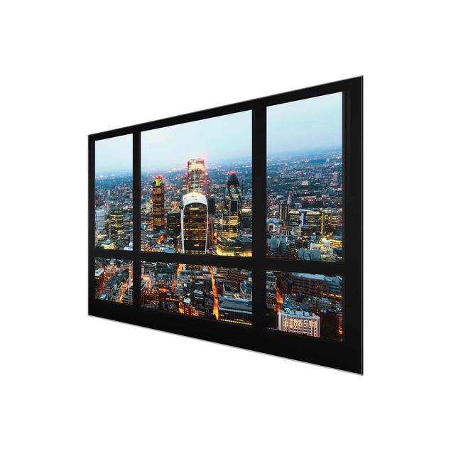 Bilder für die Wand Fensterblick auf beleuchtete Skyline von London
