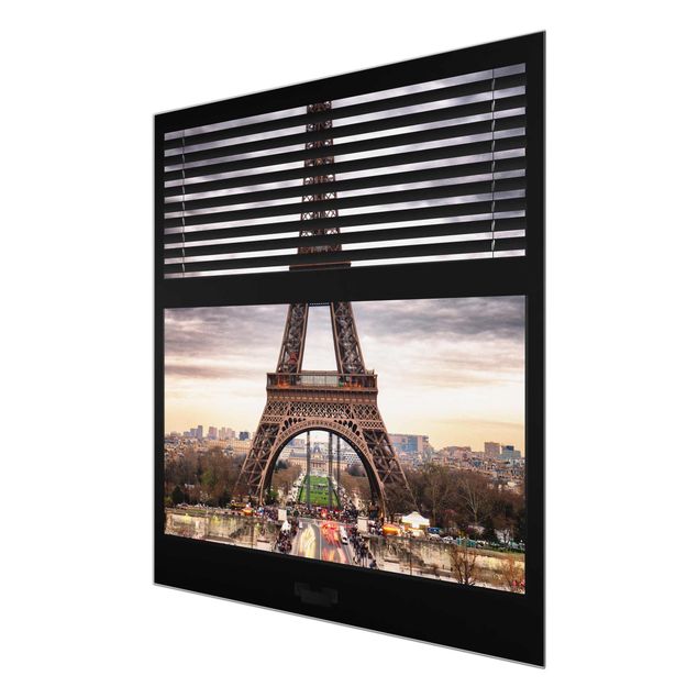 Bilder für die Wand Fensterblick Jalousie - Eiffelturm Paris