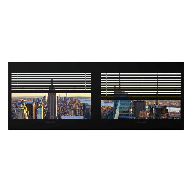 Kunstdruck Philippe Hugonnard Fensterblick Jalousie - Manhattan Abendstimmung