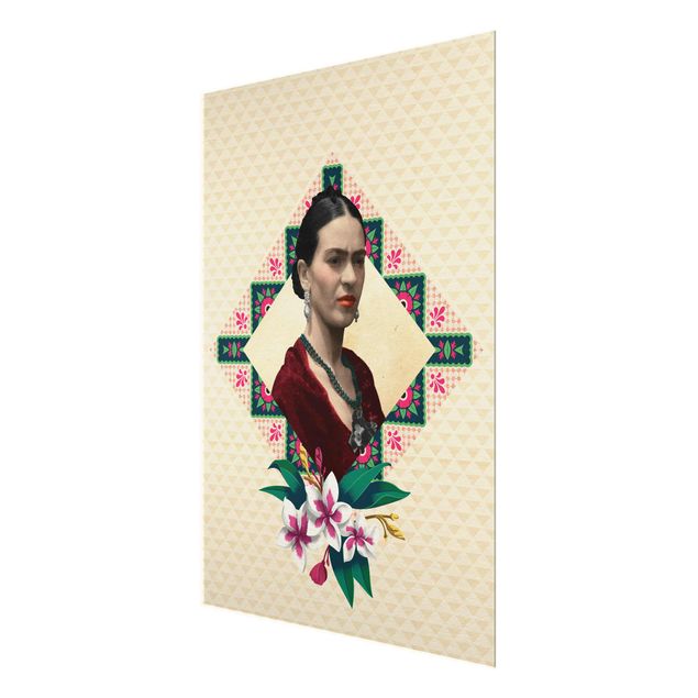 Bilder auf Glas Frida Kahlo - Blumen und Geometrie