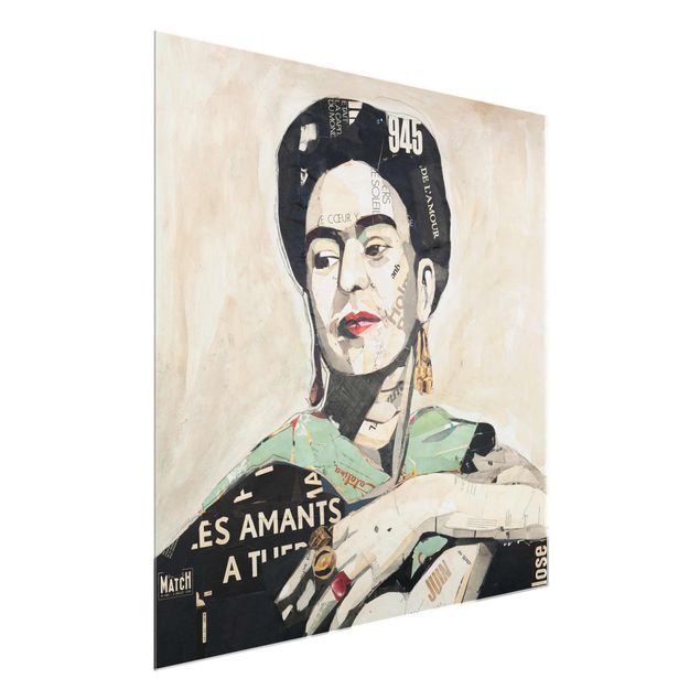 Glas Wandbilder Frida Kahlo - Collage No.4