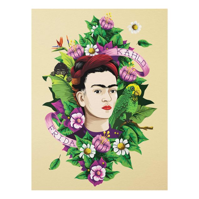Schöne Wandbilder Frida Kahlo - Frida, Äffchen und Papagei