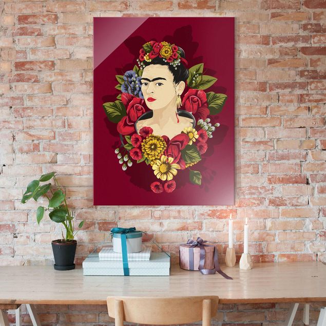 Glasbilder Pflanzen Frida Kahlo - Rosen