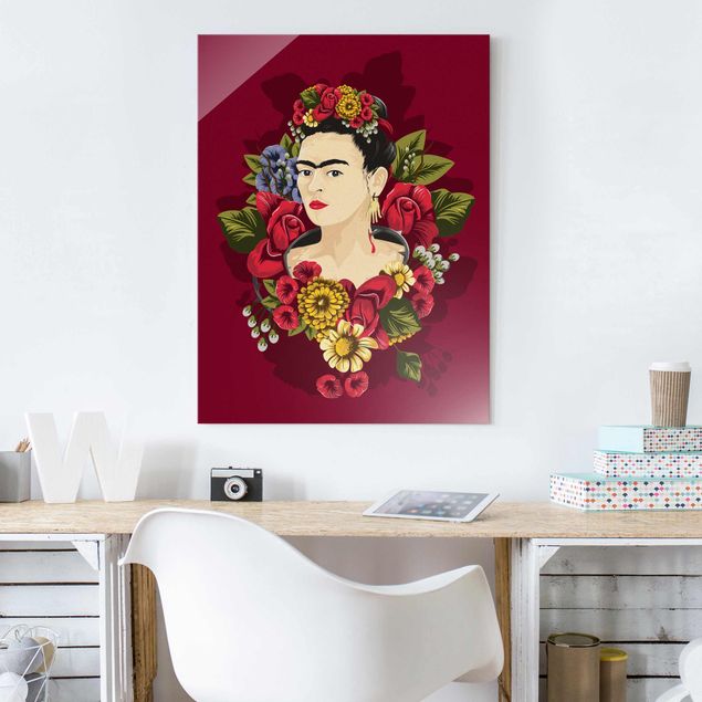 Natur Glasbilder Frida Kahlo - Rosen
