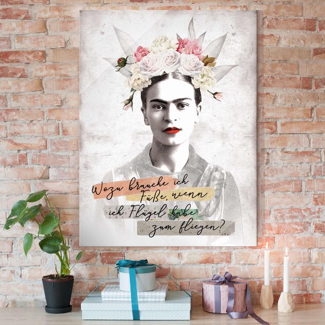 Wandbilder Glas XXL Frida Kahlo - Zitat