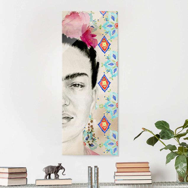Glasbilder XXL Frida mit rosa Blüten I